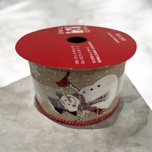 Festive Snowman Burlap Ribbon
